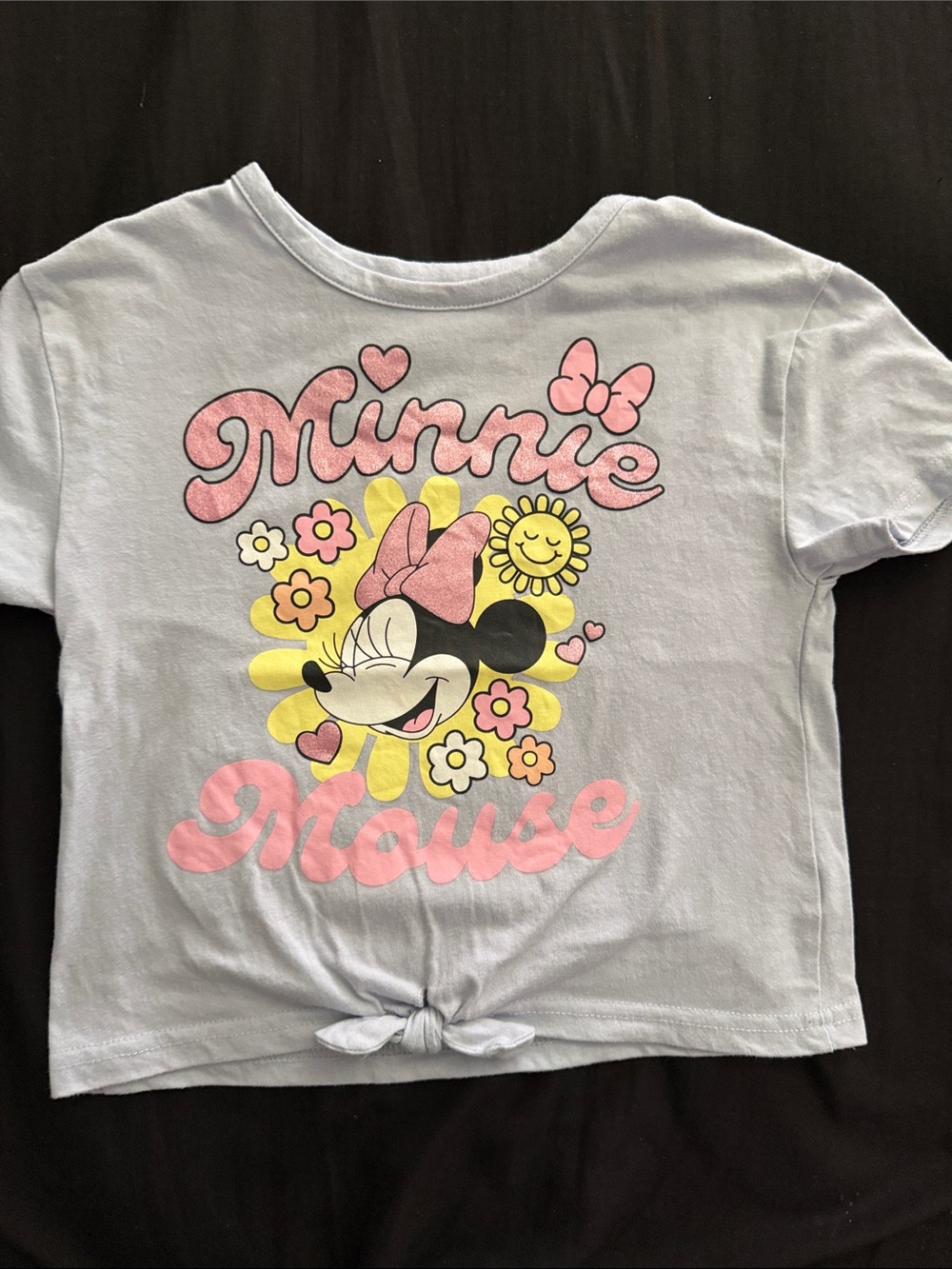 Disney Minnie Mouse Light Blue Tee with Pink and Yellow Graphic
